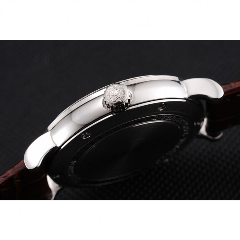 IWC Portofino Silver Dial Stainless Steel Case Diamonds Bezel Brown Leather Strap-8