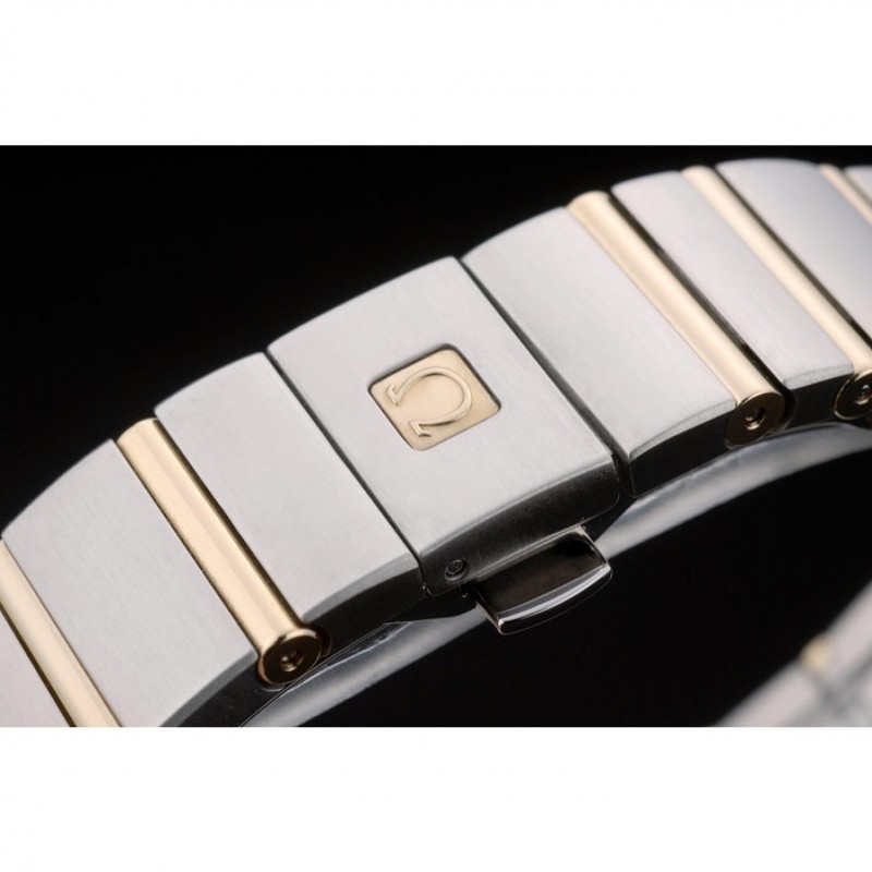 Swiss Lady Omega Constellation Stainless Steel Bracelet Golden Dial 80292-5