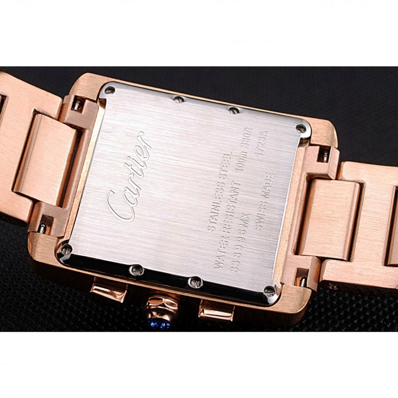 Luxury Replica Watches Cartier Tank MC Black Dial Rose Gold Case And Bracelet 622703-7