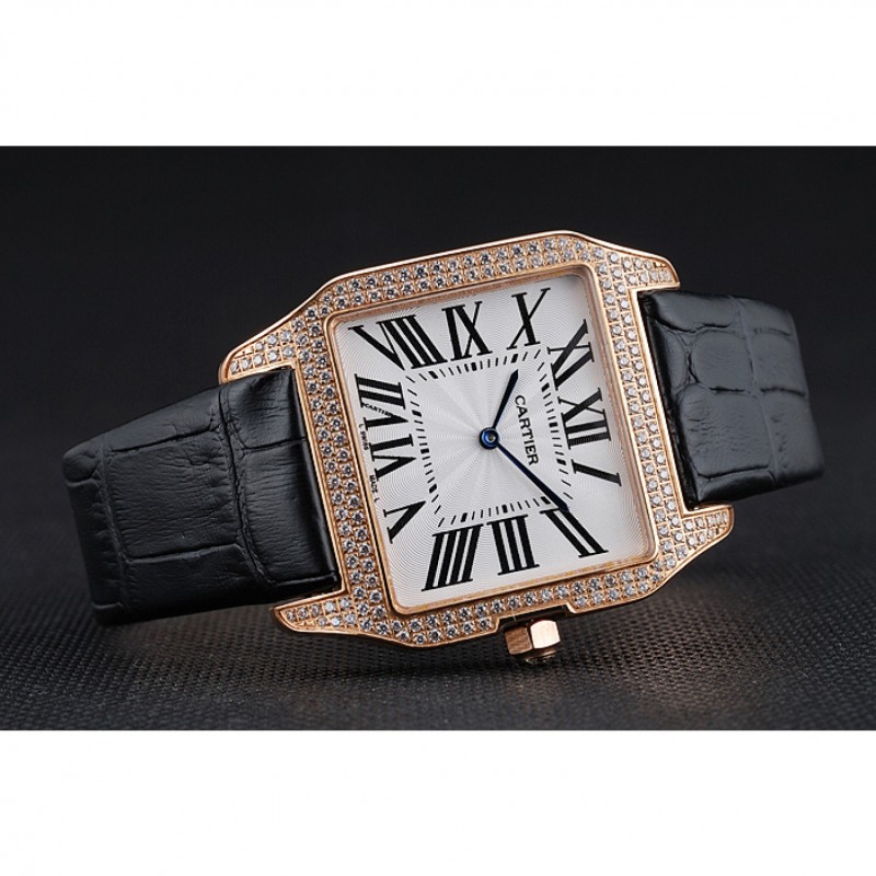 Cheap Replica Watches Cartier Santos 100 Diamond Rose Gold Bezel 621925-3
