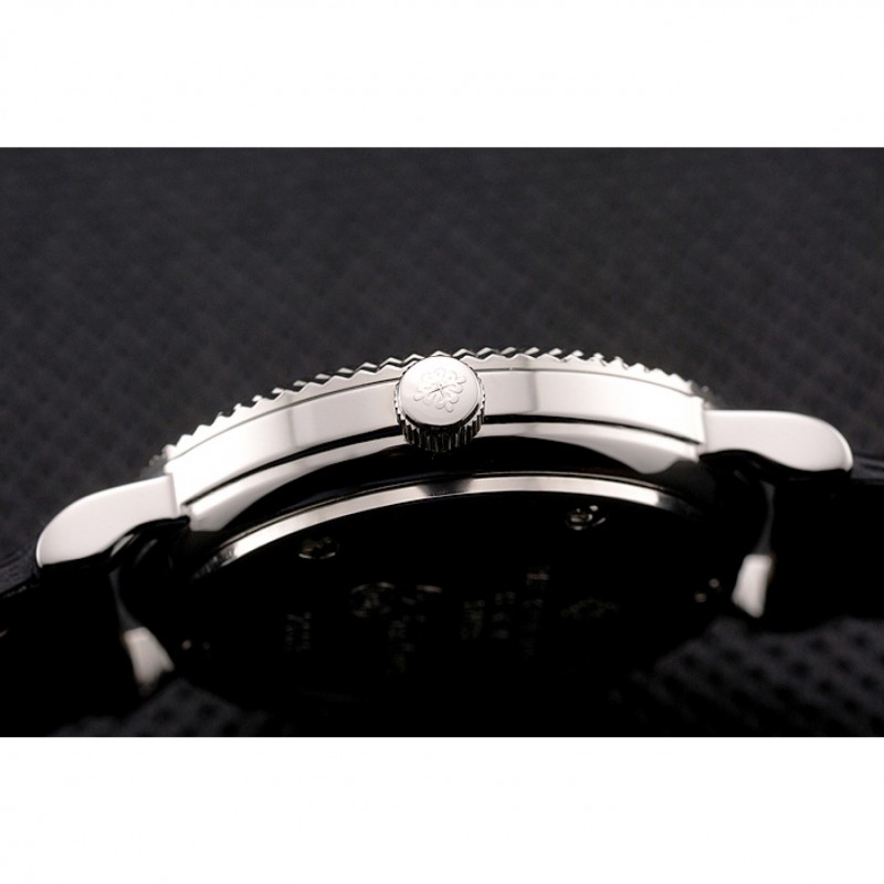 Cheap Patek Philippe Calatrava White Dial Double Ribbed Bezel Stainless Steel Case Black Leather Strap-8