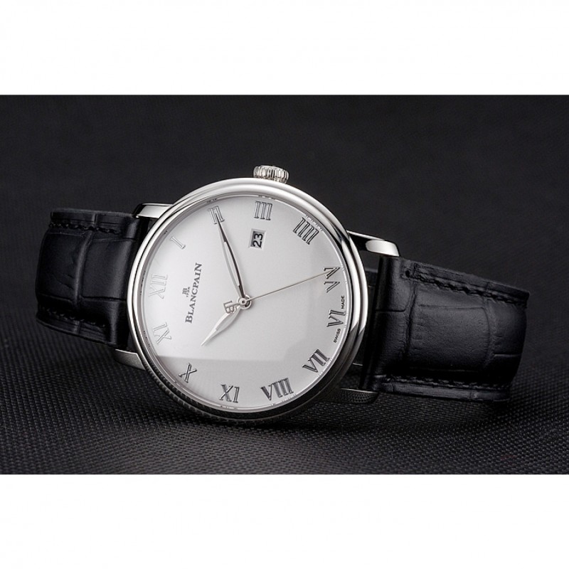 Blancpain Villeret Ultra Slim White Dial Stainless Steel Case Black Leather Strap-3