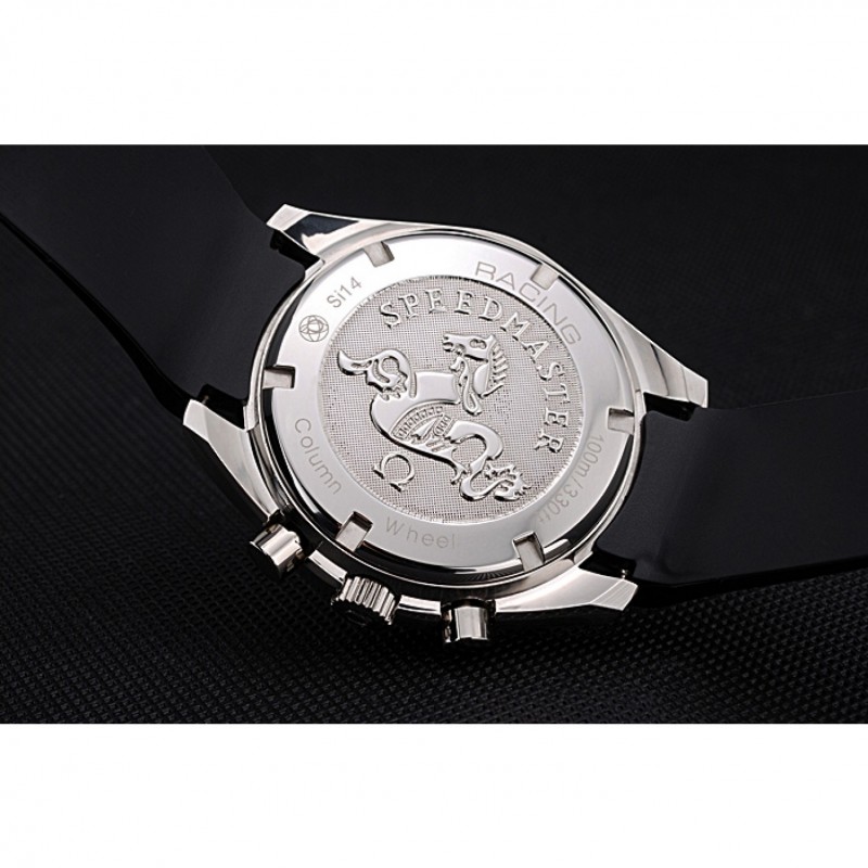 AAA Replica Watches Omega Speedmaster Racing Chronograph Grey Dial Rubber Bracelet 622540-7