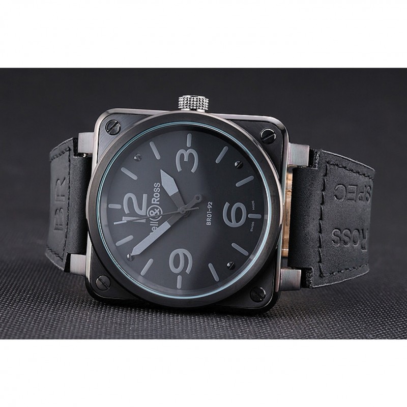Bell and Ross BR 01-92 Black Dial Black Case Black Leather Strap-3