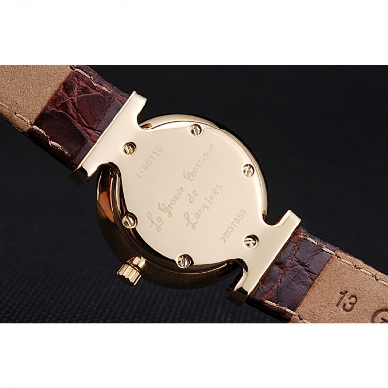 Longines La Grande Classique White Dial Brown Leather Strap Femme 622120-8