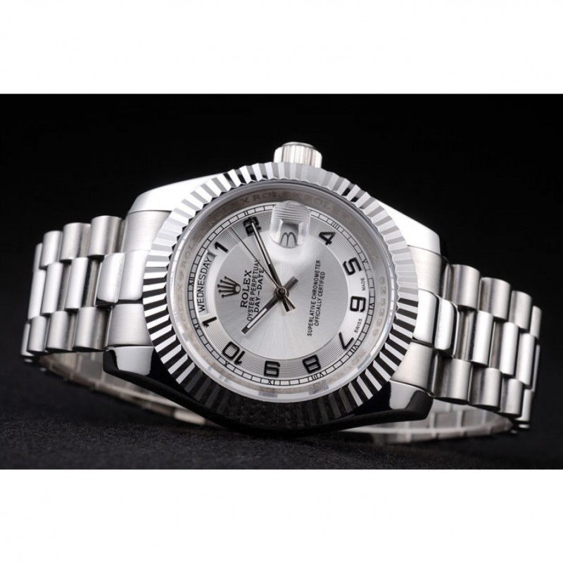 Rolex Day-Date Polished Stainless Steel White Dial-4