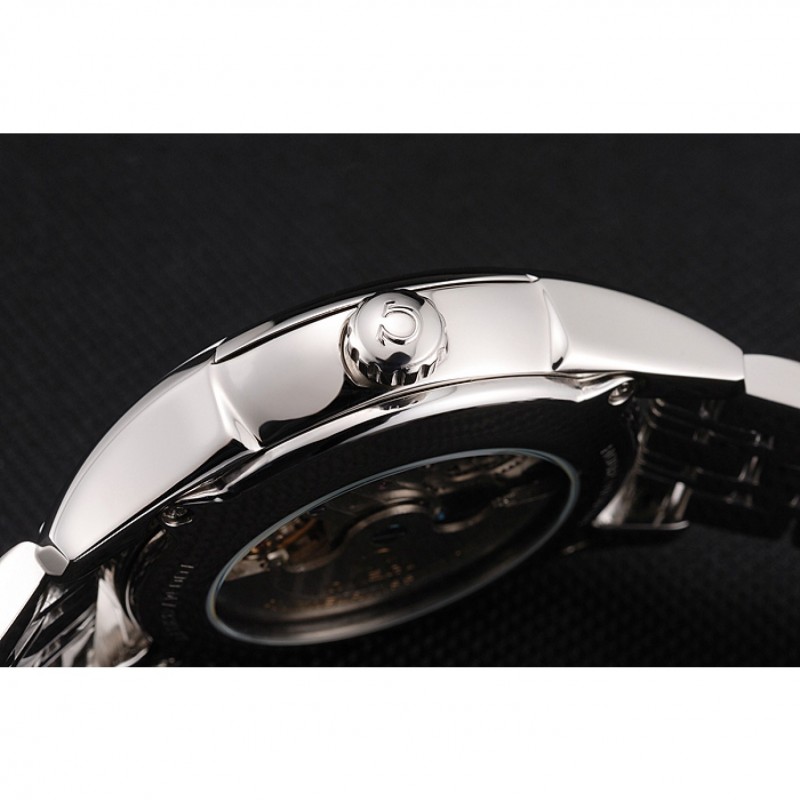 Omega De Ville Moonphase Tourbillon White Dial Stainless Steel Case Two Tone Steel Rose Gold Bracelet-8