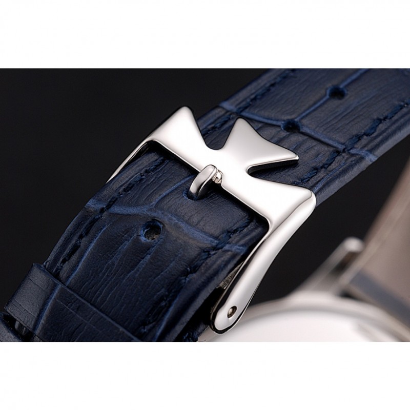 Vacheron Constantin Patrimony Chronometre Royal White Dial Stainless Steel Case Blue Leather Strap-5