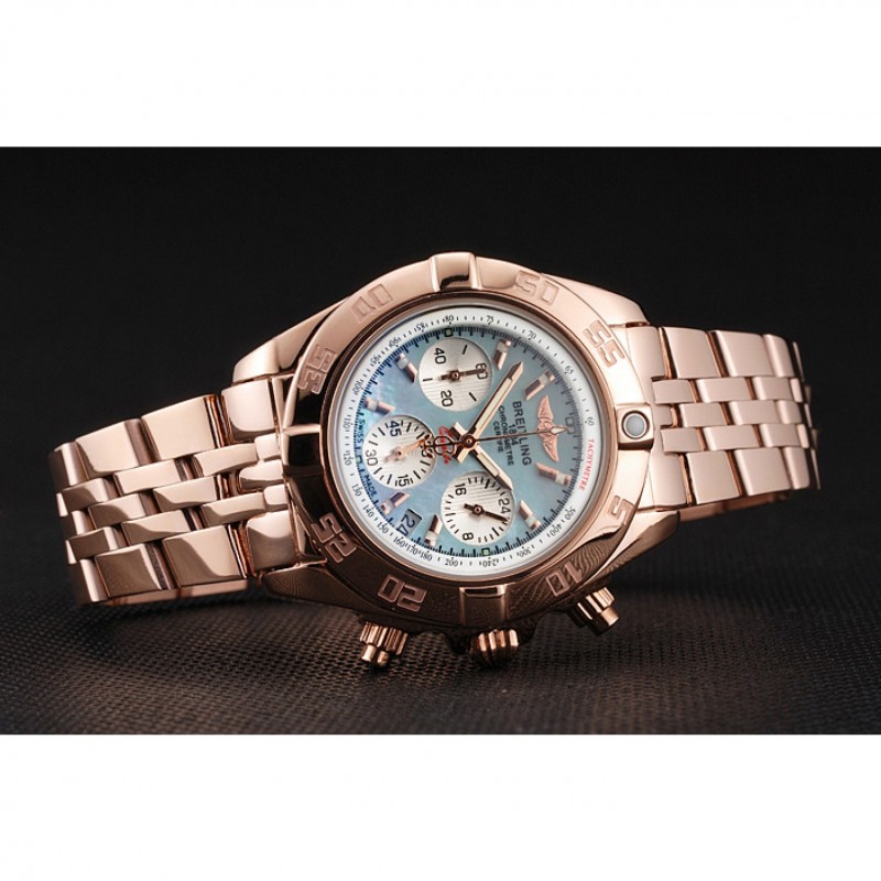 Breitling Chronomat Quartz Light Blue Dial Rose Gold Case And Bracelet-4