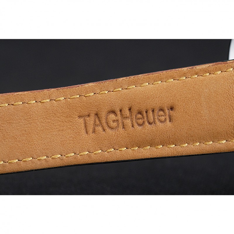 SS Tag Heuer Carrera Tachymeter Bezel Black Dial Black Leather Strap-6