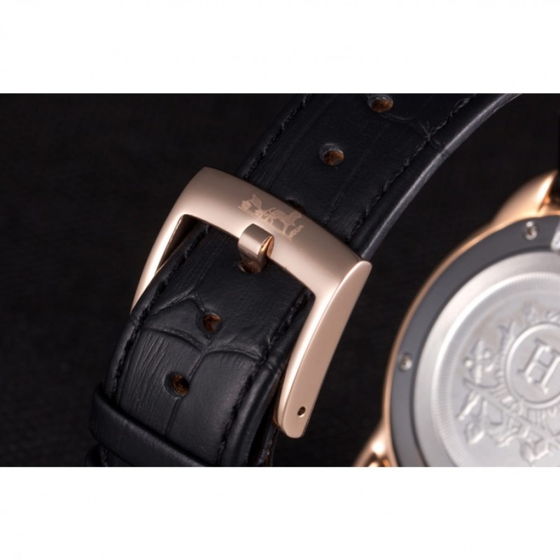 Cheap Replica Watches Hermes Classic Croco Leather Strap Navy Dial 801404-8