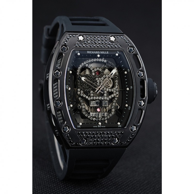 Richard Mille Tourbillon Skull RM 052 Black Case Black Rubber Bracelet 1454260-2
