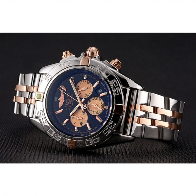 High Quality Breitling Chronomat 44 Black Dial with White Subdials 2 Tone Stainless Steel Bracelet 622509-4
