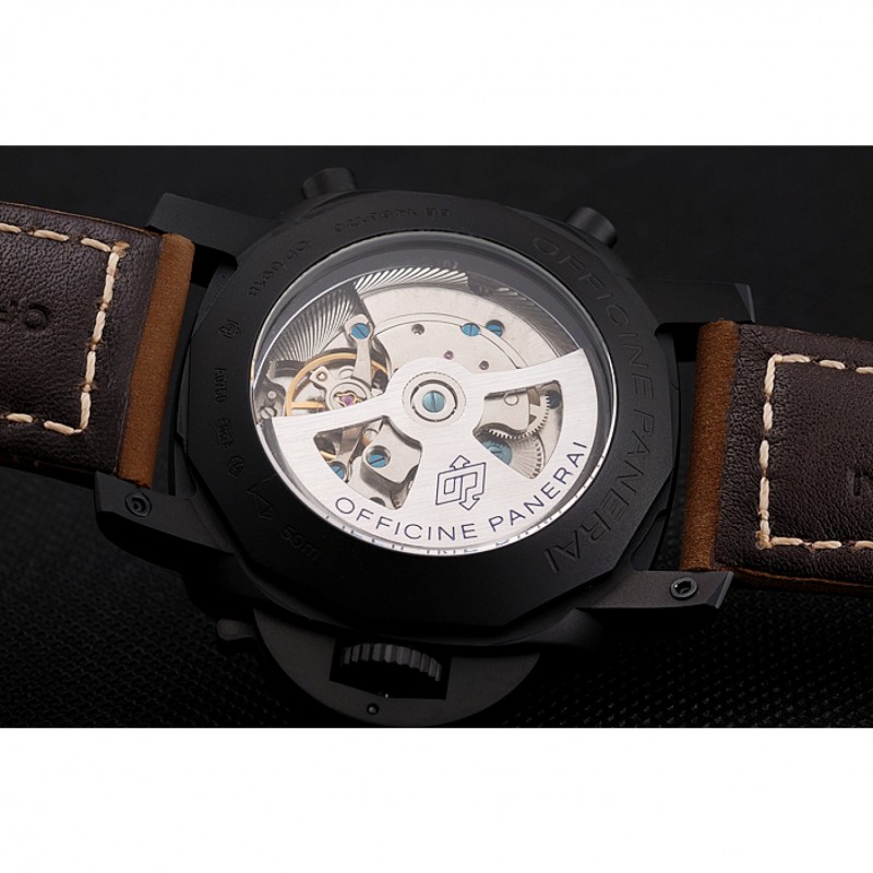 Panerai Luminor 1950 3 Days Chrono Flyback Black Dial Black Case Brown Leather Strap-7