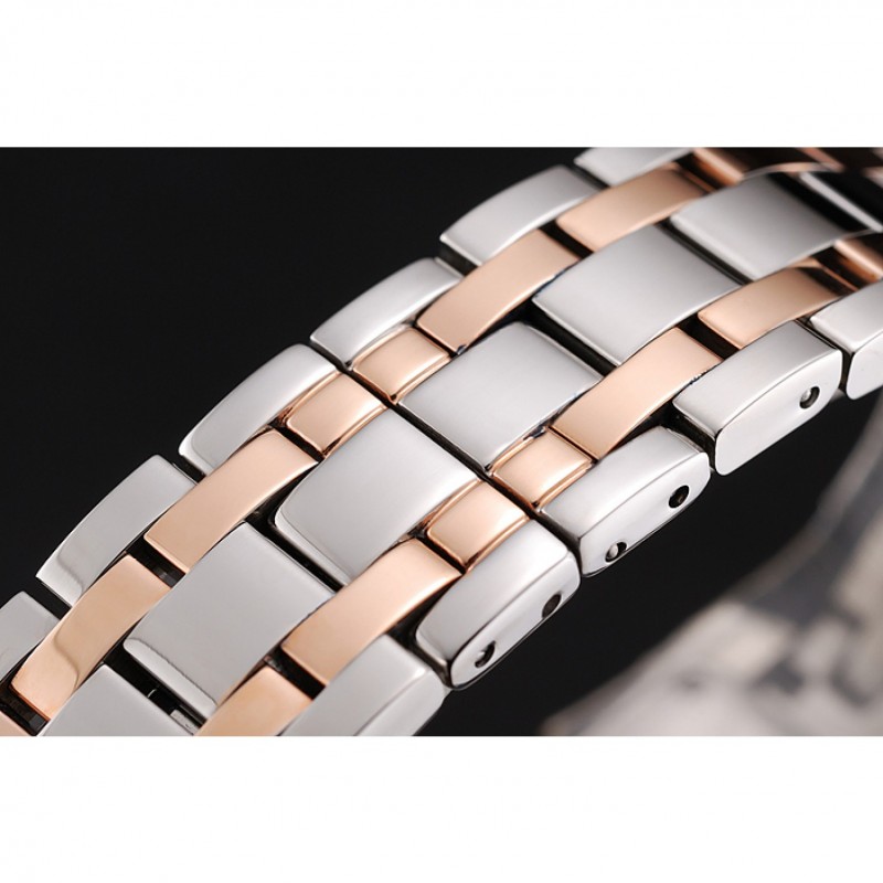 Luxury Replica Watches Cartier Tank Americaine White Dial Diamond Bezel Stainless Steel Case Two Tone Bracelet 1453778-5