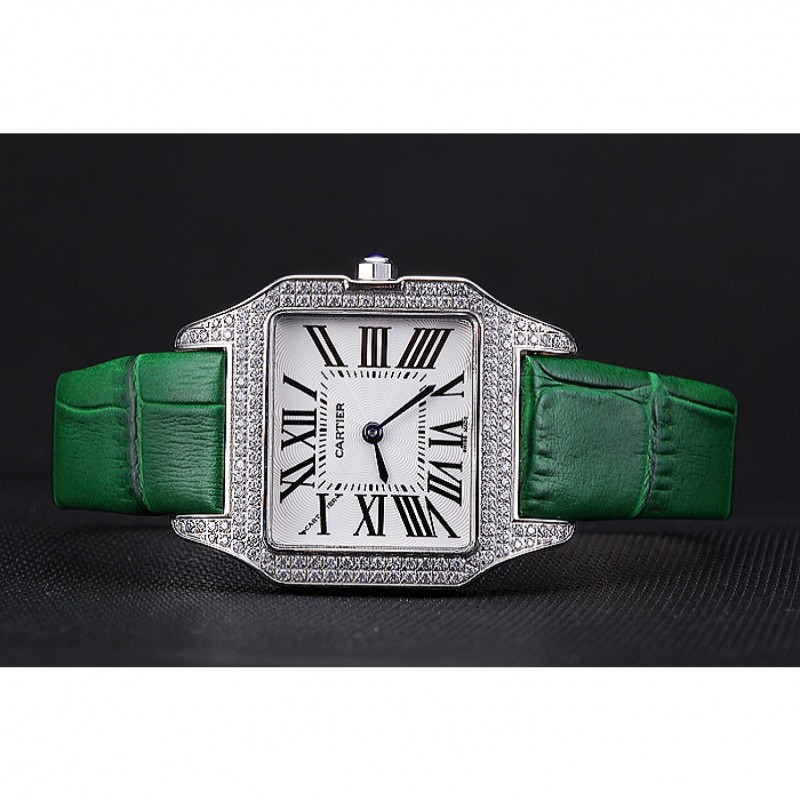 Cartier Santos 100 Diamond Silver Bezel 621914-4