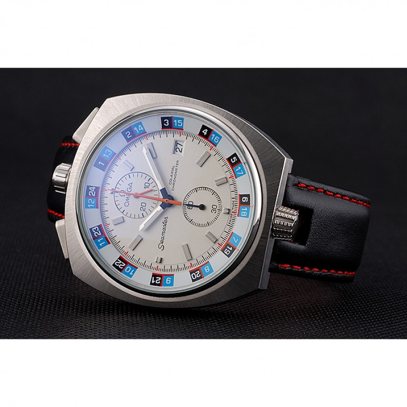 Best Replica Watches Omega Seamaster Bullhead White Dial Stainless Steel Case Black Leather Strap 622825-4