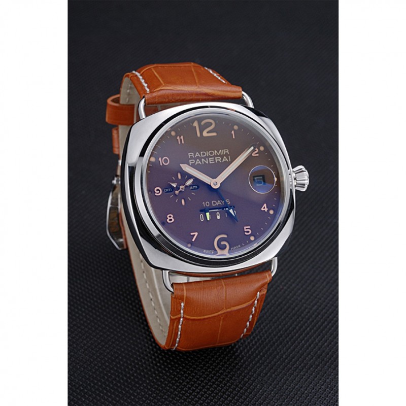 Panerai Radiomir Stainless Steel Bezel Cognac Leather Bracelet 622327-2