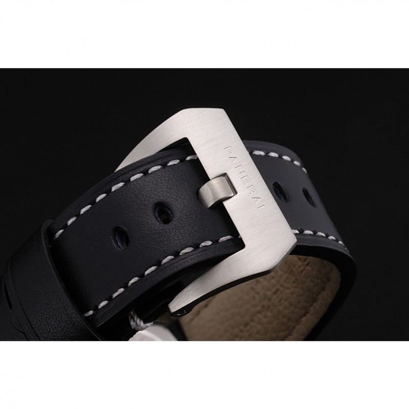 High Quality Panerai Luminor Marina 8 Days Black Dial Stainless Steel Case Black Leather Strap-5