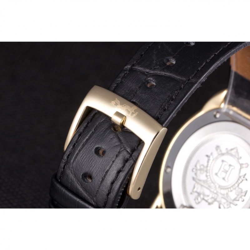 Hermes Classic Croco Leather Strap Silver Dial 801401-8