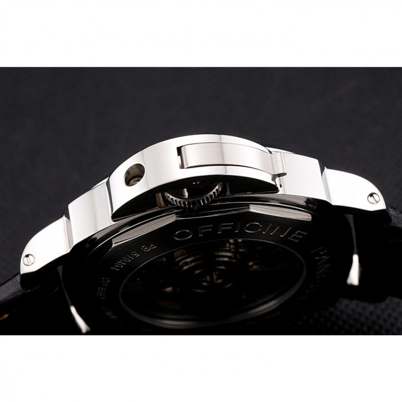 Panerai Luminor Automatic Power Reserve Black Embossed Dial Stainless Steel Case Black Leather Strap-8