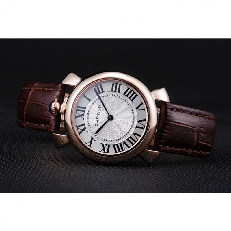 Luxury Cartier Rotonde Blue Crown Brown Leather Bracelet 621974-4