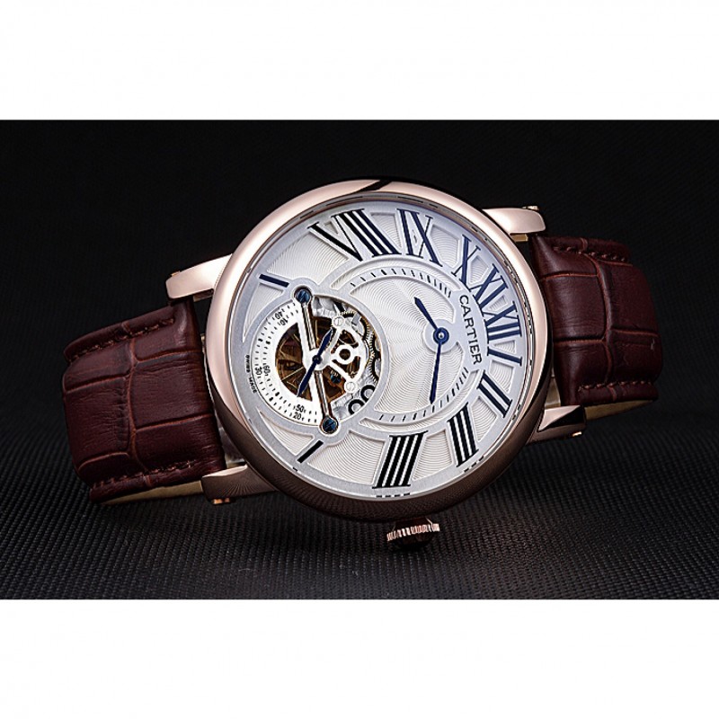 Cheap Cartier Rotonde Flying Tourbillon White Dial 621940-3
