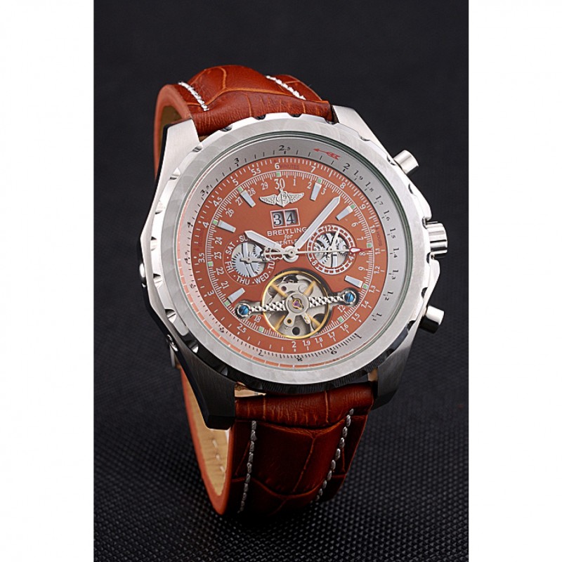 Breitling Bentley Mulliner Tourbillon Brown Dial Stainless Steel Case Brown Leather Strap 622727-2