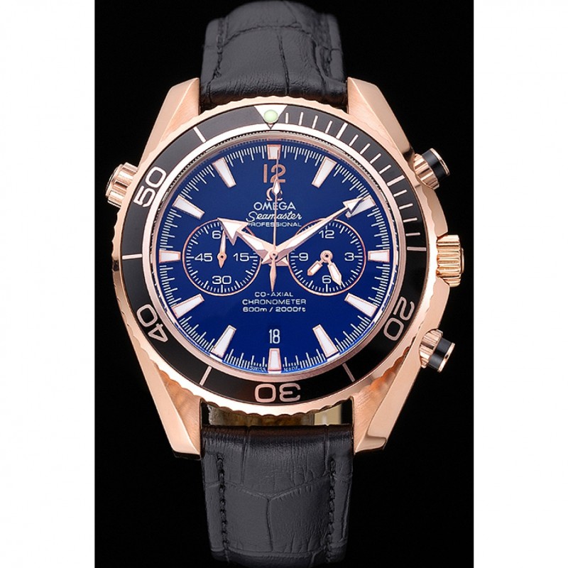 Omega Seamaster Planet Ocean Chronograph Ceragold Black Dial 622391-1