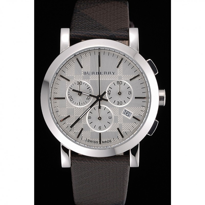 Cheap Replica Watches Burberry The City Classic Chronograph Silver Dial Smoked Trench Bracelet 622572-1