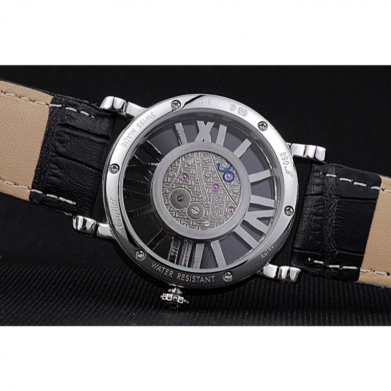 High Quality Replica Watches Cartier Rotonde Skeleton Flying Tourbillon Black 621972-7