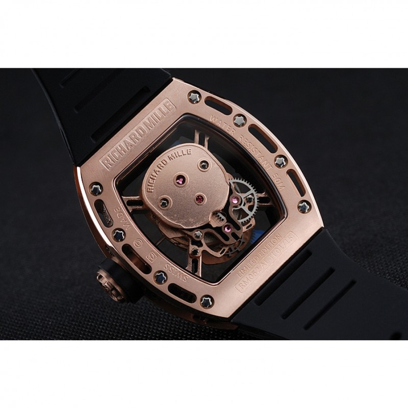 Richard Mille Tourbillon Skull RM 052 Rose Gold Case Black Rubber Bracelet 1454252-8