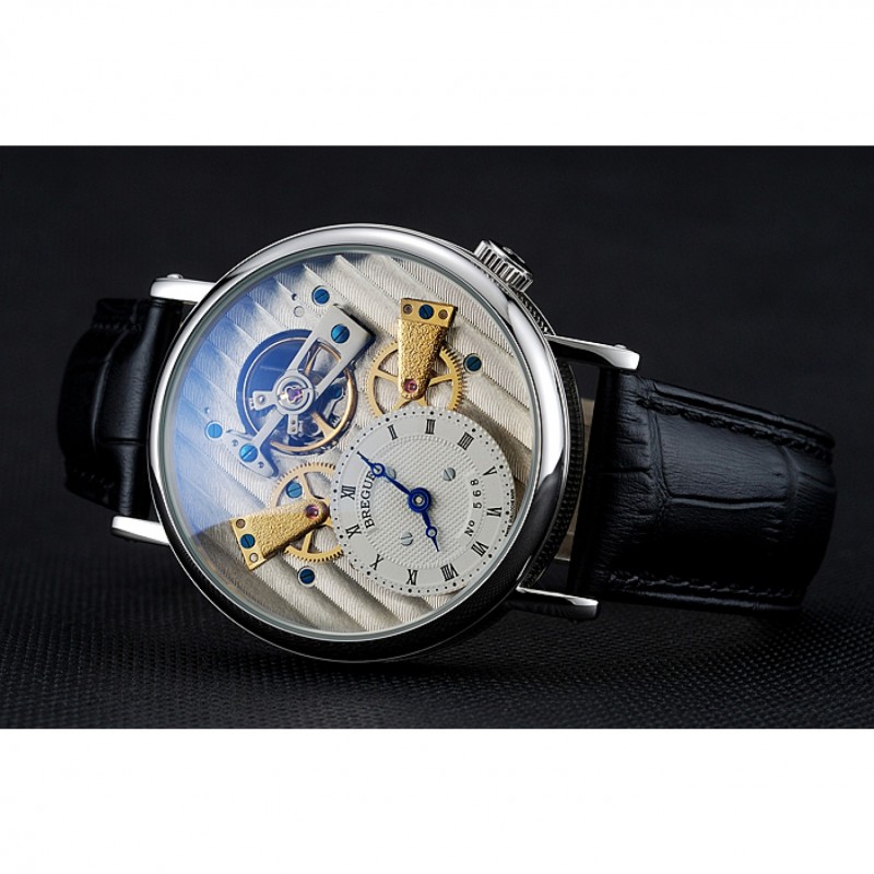 Breguet Tradition Grande Complication Silver Case Black Leather Bag 1454033-4