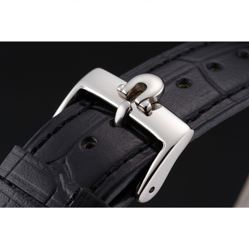 High Quality Omega Seamaster Vintage Chronograph Black Dial Diamond Hour Marks Stainless Steel Case Black Leather Strap-5