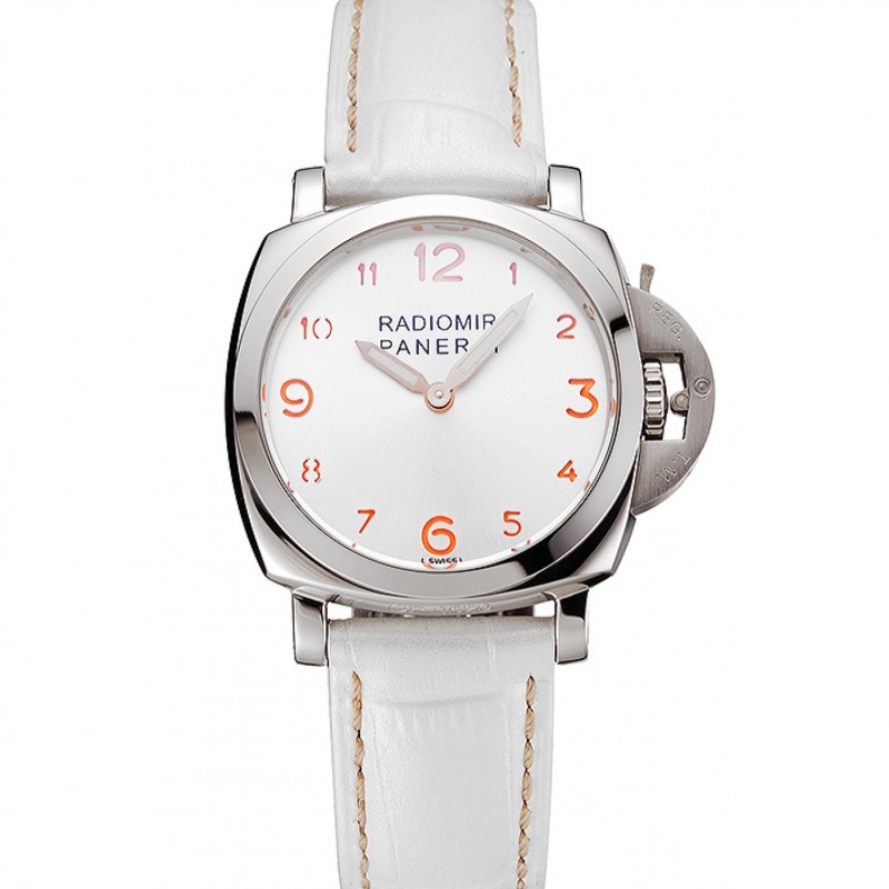 High Quality Panerai Radiomir White Dial Stainless Steel Case White Leather Strap 1453805-0