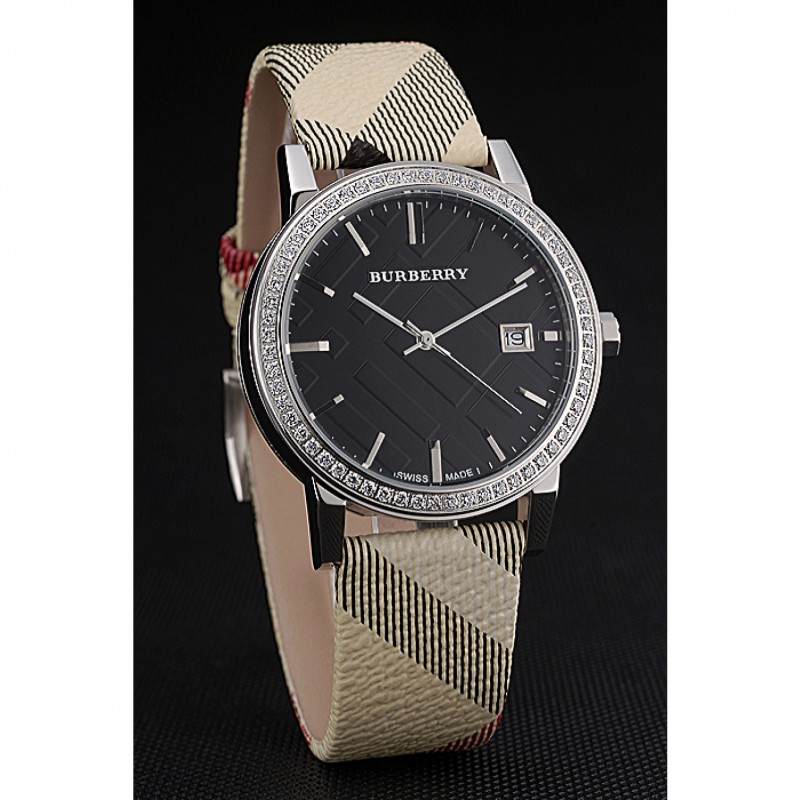 Burberry The City Classic Black Dial Haymarket Bracelet 622568-2