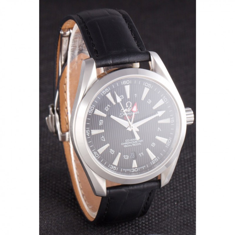 Omega Seamaster Black Dial with Black Leather Band 621574-2