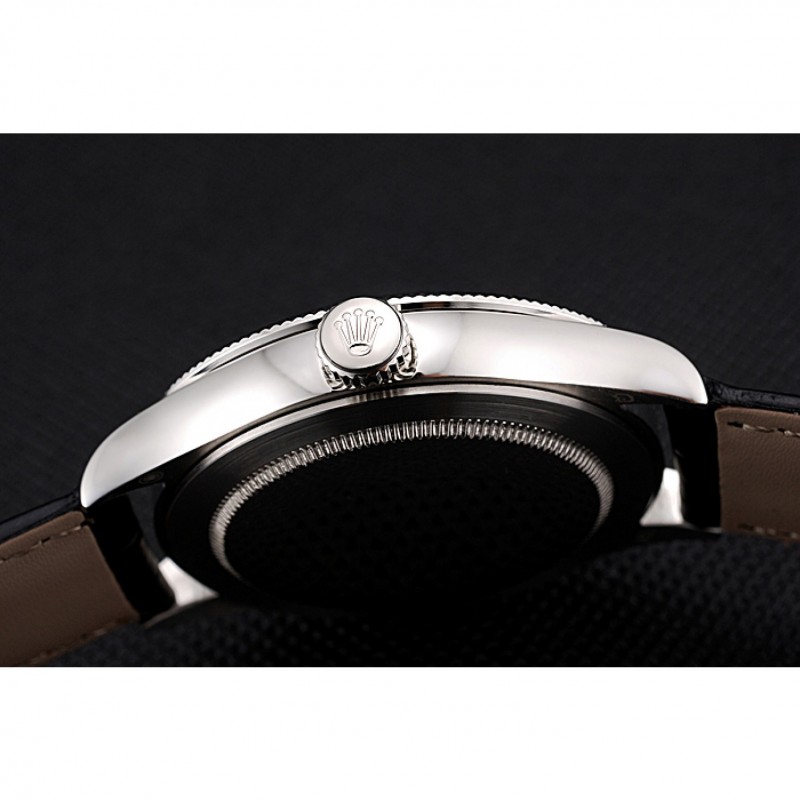 Swiss Rolex Cellini Time Silver Case White Dial Black Leather Bracelet 622653-8