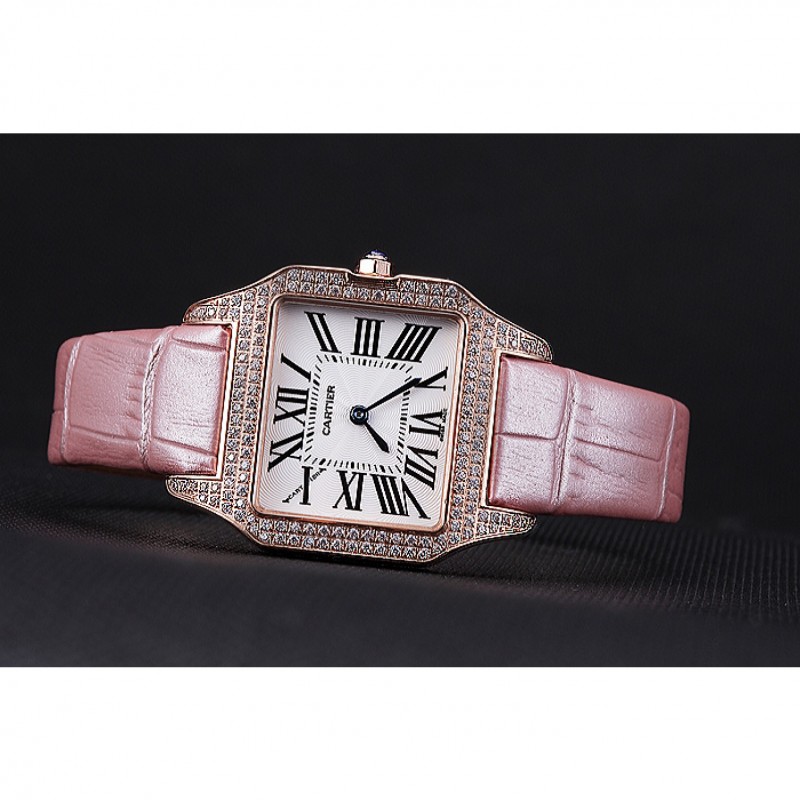 High Quality Cartier Santos 100 Diamond Rose Gold Bezel 621915-4