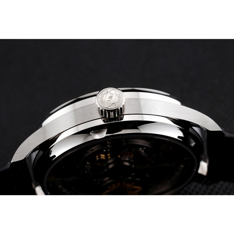 Swiss IWC Portuguese White Dial Gold Numerals Silver Case Black Leather Bracelet 1453908-7