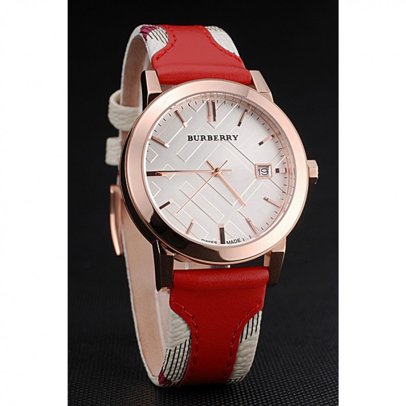 Burberry The City Classic Silver Dial Red Bracelet 622567-2