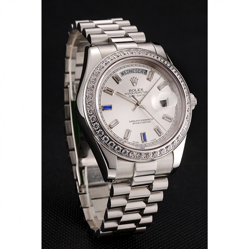 Swiss Rolex Day-Date Diamonds Bezel Staineless Steel Bracelet 1454109-2