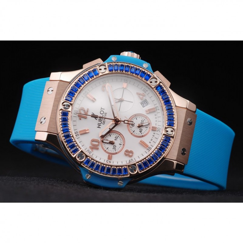 Hublot Big Bang Tutti Frutti Blue Strap Gold Dial-4