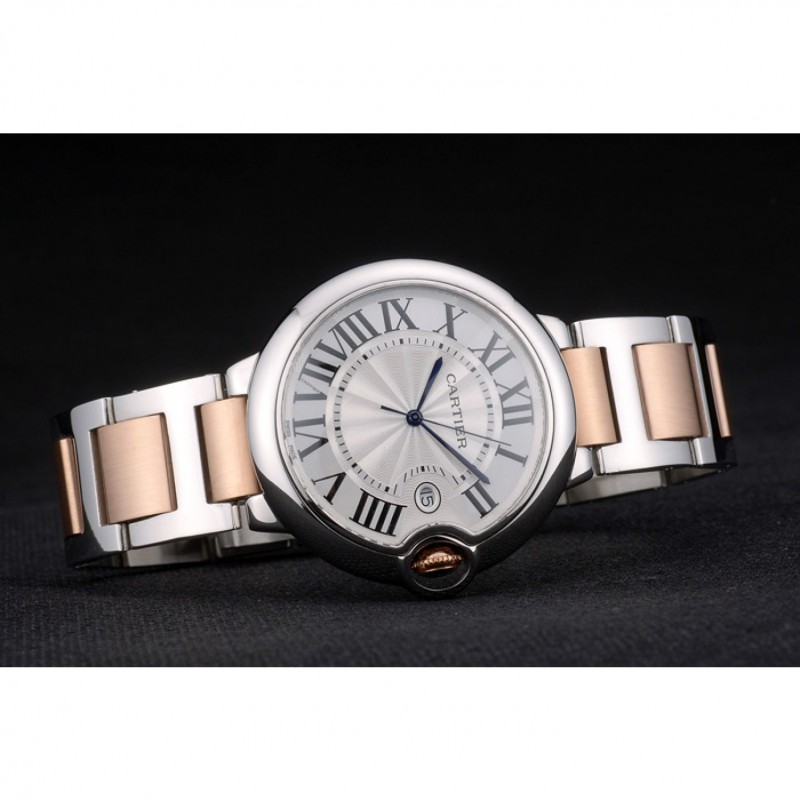 Cartier Ballon Bleu 42mm White Dial Stainless Steel Case Two Tone Rose Gold Bracelet-3