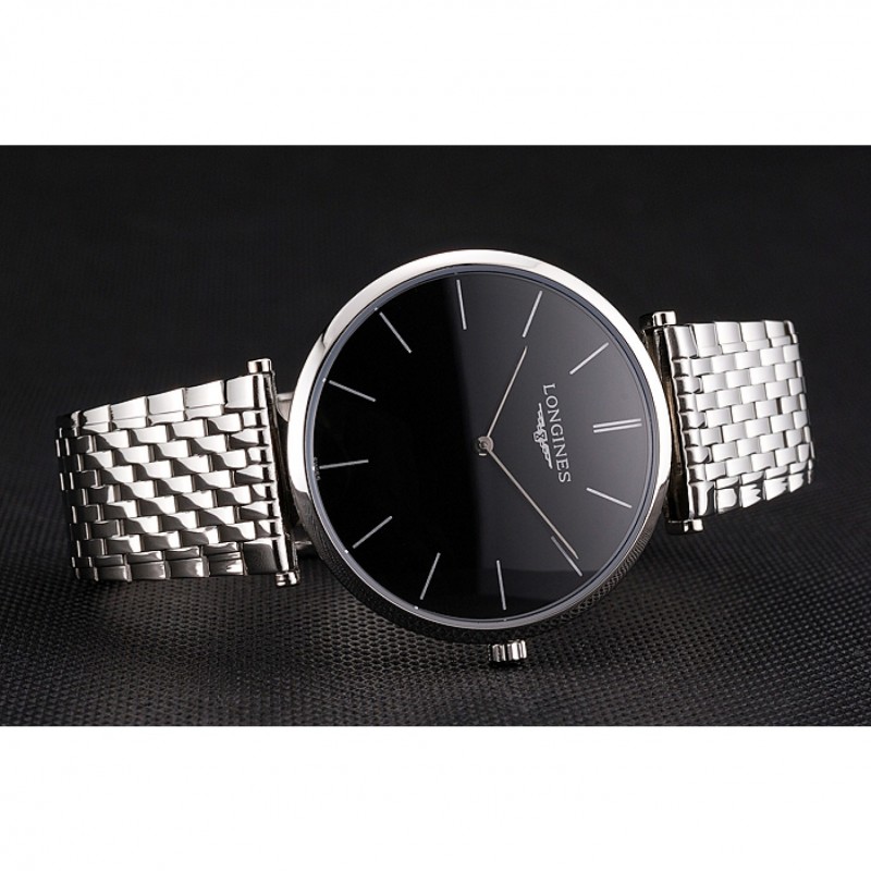 Swiss Longines Grande Classique Black Dial Stainless Steel Case And Bracelet-4
