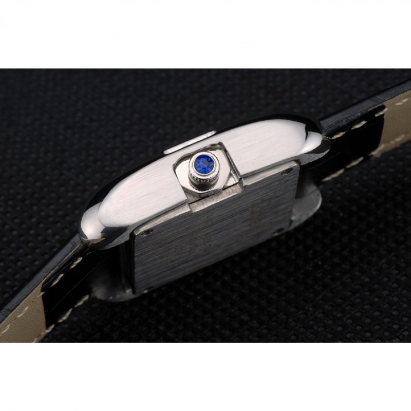 High Quality Replica Watches Cartier Tank Anglaise White Tiger Dial Stainless Steel Case Black Leather Bracelet-8