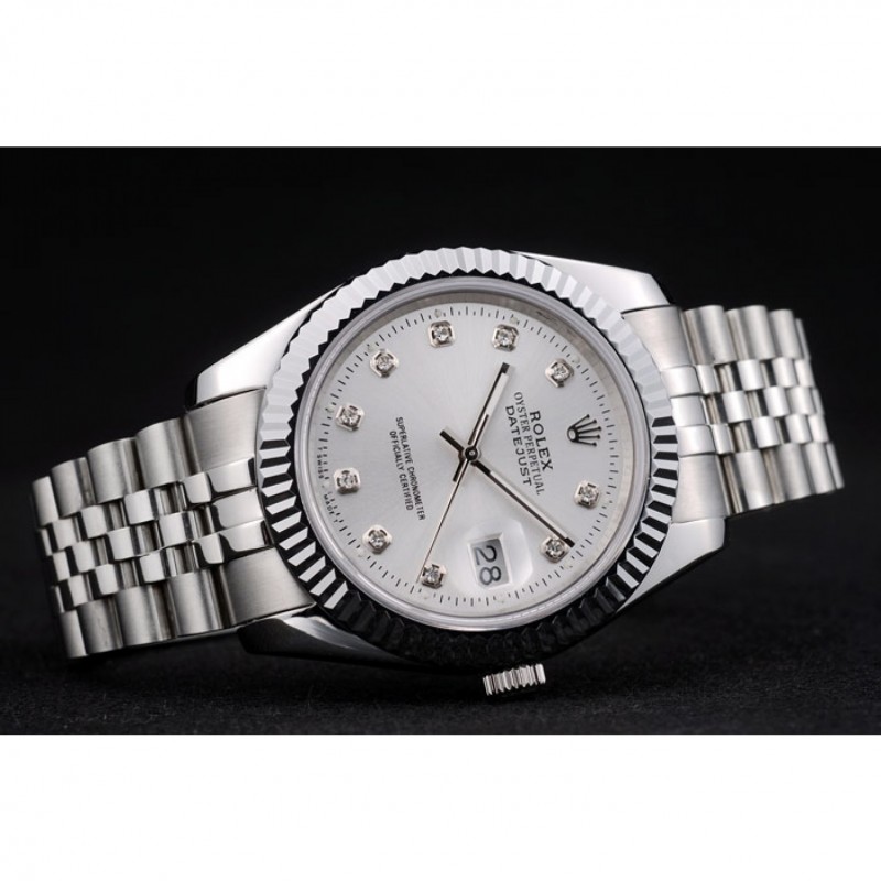 High Quality Rolex DateJust Stainless Steel Ribbed Bezel Silver Dial 41977-3
