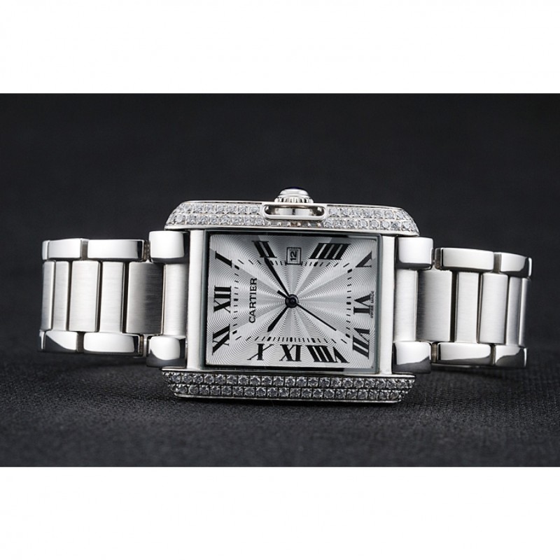 High Quality Replica Watches Cartier Tank Anglaise 30mm White Dial Diamonds Steel Case Stainless Steel Bracelet-4