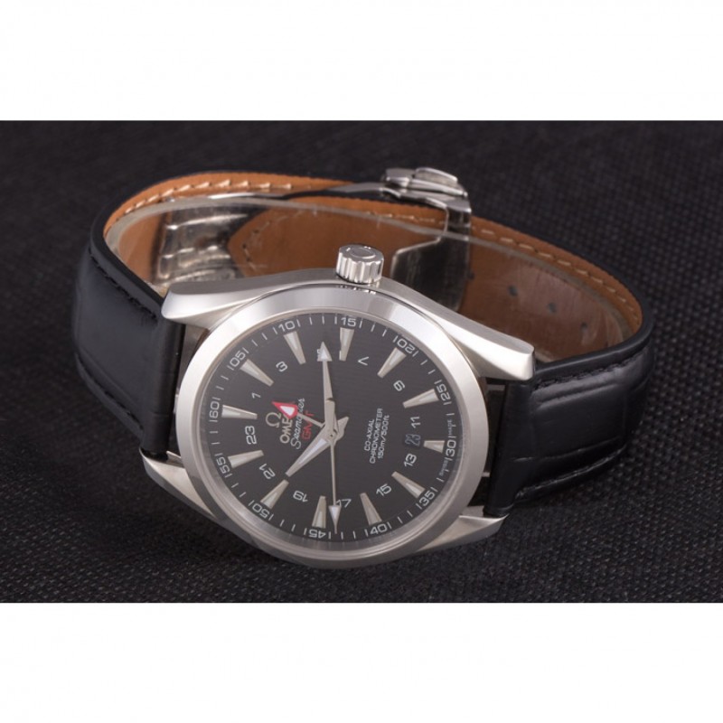 Omega Seamaster Black Dial with Black Leather Band 621574-4