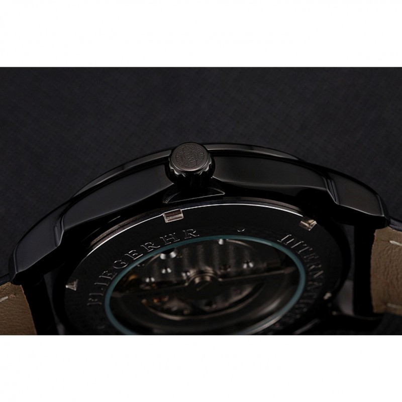 AAA Swiss IWC Pilot's Watch Black Dial With Orange Markings Black Plated Stainless Steel Case Black Leather Strap 1453737-8